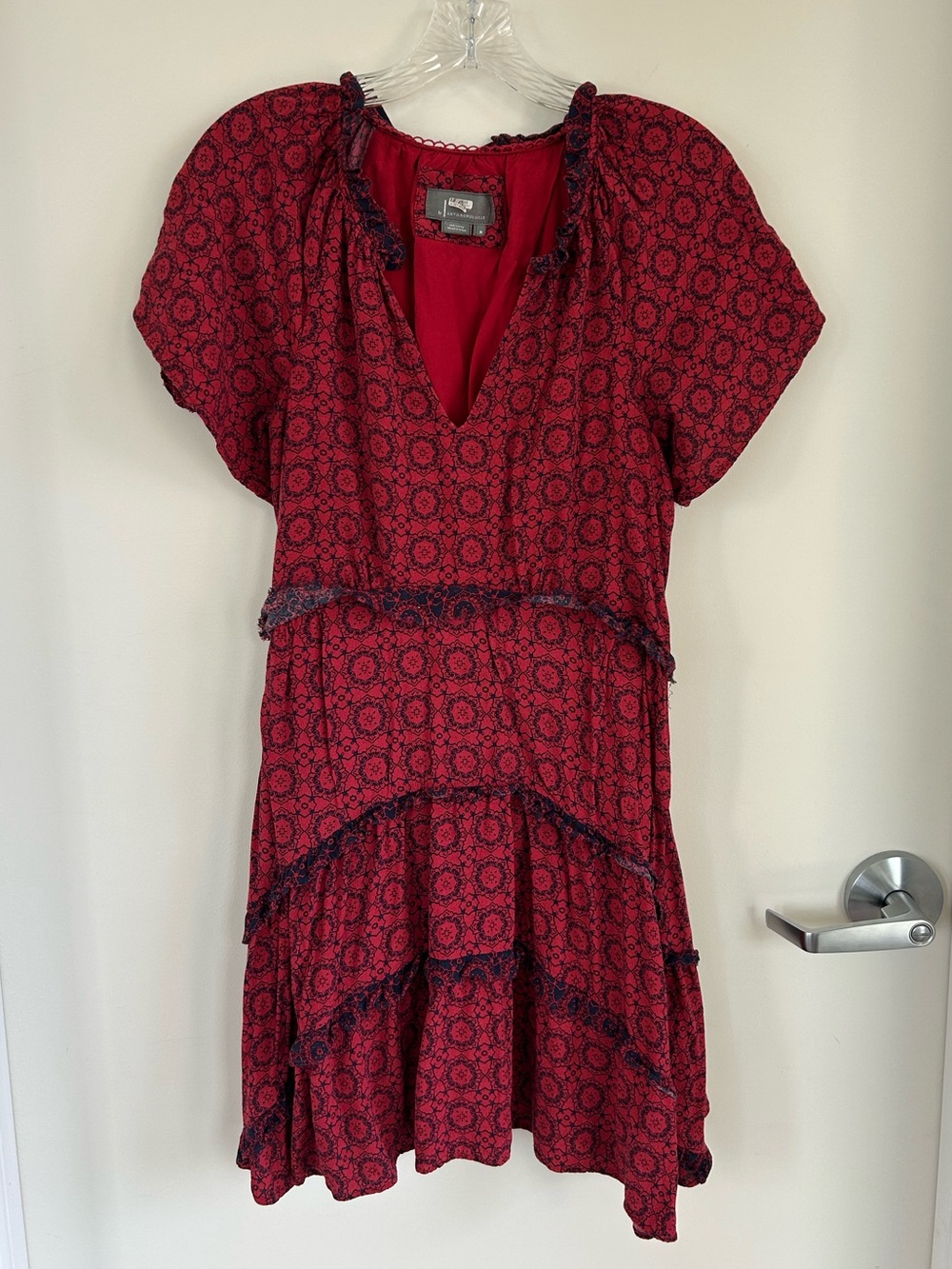 Anthropologie Red Printed Dress - Size M